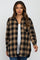 Taupe Black Plaid Button Down Maternity Top
