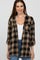 Taupe Black Plaid Button Down Top