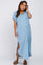 Light Blue Button Down Maternity Midi Dress