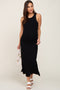 Black Ribbed Maternity Side Slit Tank Dress