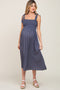 Navy Floral Sleeveless Maternity Midi Dress