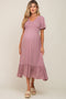 Lavender Smocked V-Neck Midi Dress