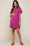 Magenta Ribbed Button Down Maternity Mini Dress