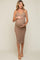 Beige Sleeveless V-Neck Maternity Sweater Dress