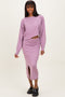 Mauve Knit Long Sleeve Crop Top Midi Skirt Set