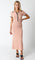 Peach Ribbed Knit Collared Button Front Dress