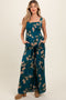 Teal Floral Smocked Maternity Jumpsuit