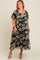Black Floral Chiffon Ruffle Hem Maternity Plus Midi Dress