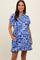 Royal Blue Floral Button Front Collared Maternity Dress