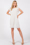 Ivory Flutter Sleeve Pleated Chiffon Mini Dress