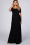 PinkBlush Black Off The Shoulder Short Sleeve Maternity Maxi Dress