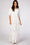 White Crochet Overlay Maxi Dress