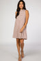 Mauve Striped Mock Neck Sleeveless Dress