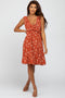 Rust Floral Ruffle Dress