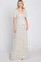 Cream Sequin Short Sleeve Maxi Dress