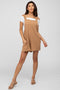 Camel Square Neck Elastic Strap Romper