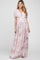 Light Pink Floral Chiffon Wrap Front Short Sleeve Maternity Maxi Dress