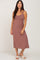 Brown Scoop Neck Midi Dress