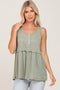 Light Olive Sleeveless Button Front Top