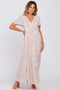 Ivory Floral Smocked Front Ruffle Hem Maxi Dress