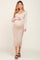 Beige Knit Ribbed Maternity Midi Dress