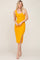 Yellow Ribbed Back Cutout Midi Dress
