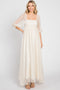 Cream Floral Square Neck Puff Sleeve Organza Maxi Dress