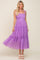 Lavender Smocked Mesh Midi Dress