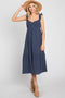 Navy Gauze Ruffle Midi Dress