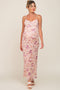 Pink Floral Mesh V-Neck Maternity Maxi Dress