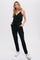 Black Surplice Casual Jersey Jumpsuit
