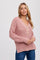 Mauve Chunky Knit Button V-Neck Sweater