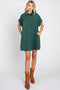 Forest Green Ribbed Button Down Mini Dress