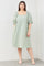 Light Olive Floral Textured Square Neck Babydoll Plus Dress