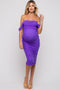 Purple Ruched Off Shoulder Maternity Dress