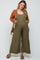 Olive Linen Maternity Plus Overalls