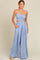 Light Blue Smocked Drawstring Halter Side Cutout Jumpsuit