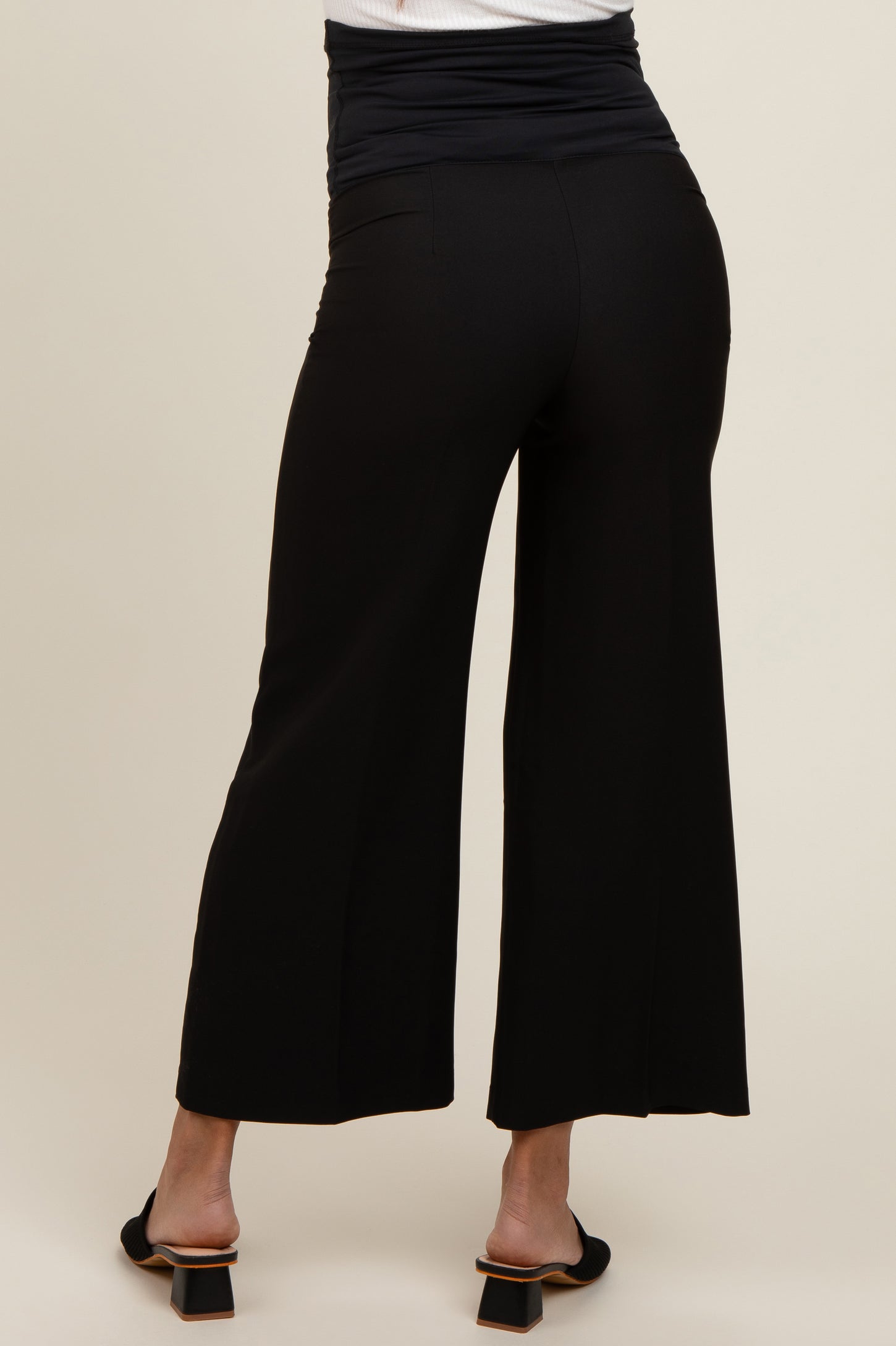 Black Ankle Wide Leg Maternity Trousers