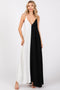 White Color Blocked V-Neck Maxi Dress