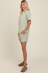 Sage Ribbed Short Sleeve Pajama Set