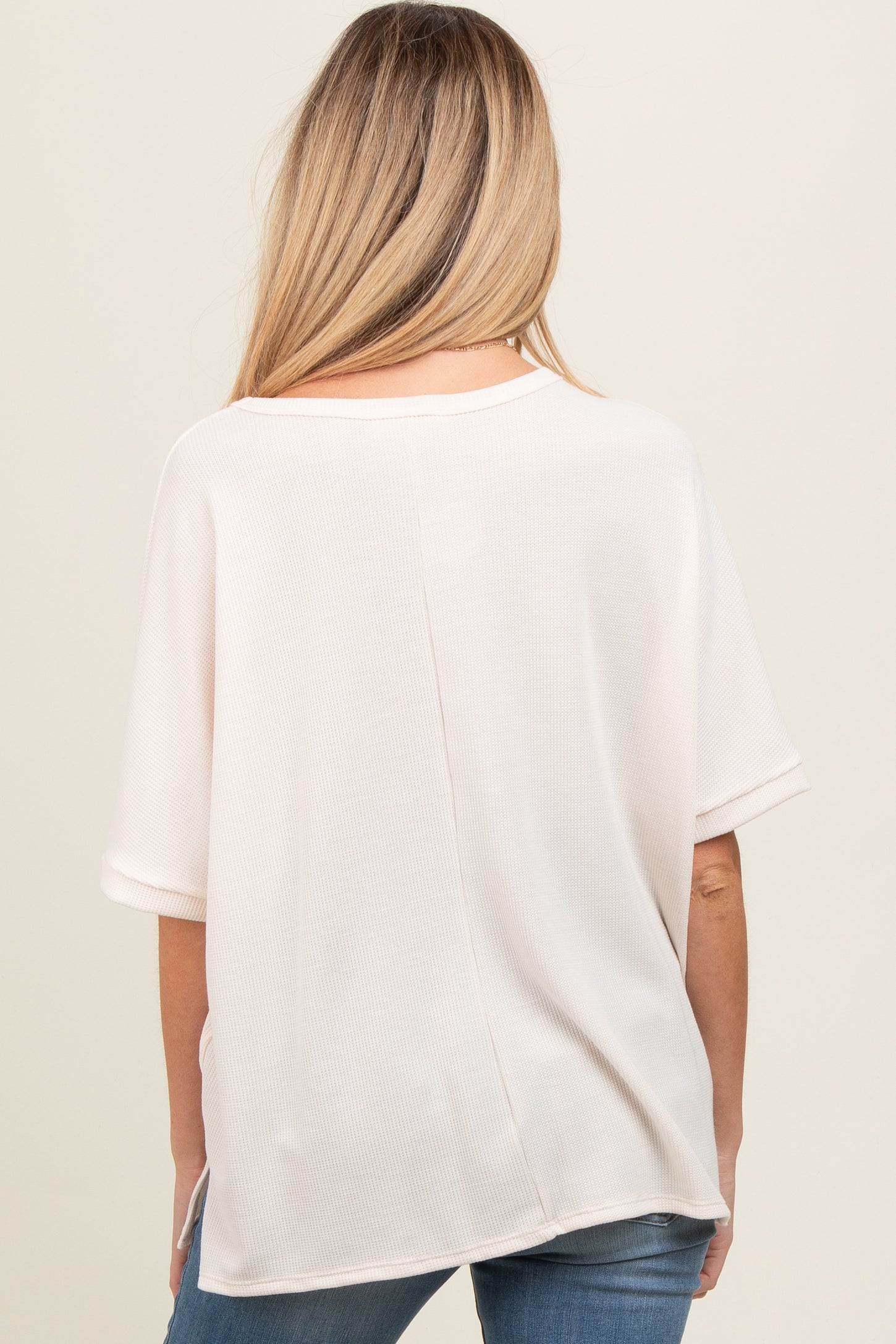Cream Waffle Knit Dolman Maternity Top