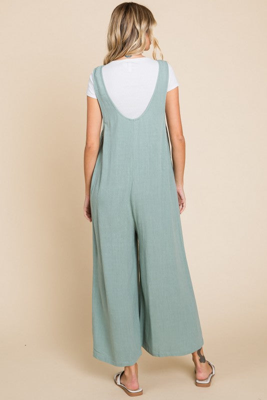 Light Olive V-Neck Wide Leg Maternity Jumpsuit