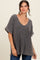 Charcoal Waffle Knit V-Neck Top