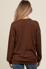 Brown Drop Shoulder Maternity Sweatshirt