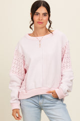 Pink Lace French Terry Top