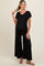 Black Ribbed Wide Leg Maternity Jumpsuit