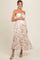 Beige Floral Ruched Front Halter Maternity Midi Dress
