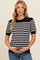 Black Striped Short Sleeve Knit Maternity Top