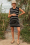 Black Striped Sweater Knit Sleeveless Maternity Dress