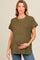 Light Olive Dolman Short Sleeve Side Slit Maternity Sweater Top